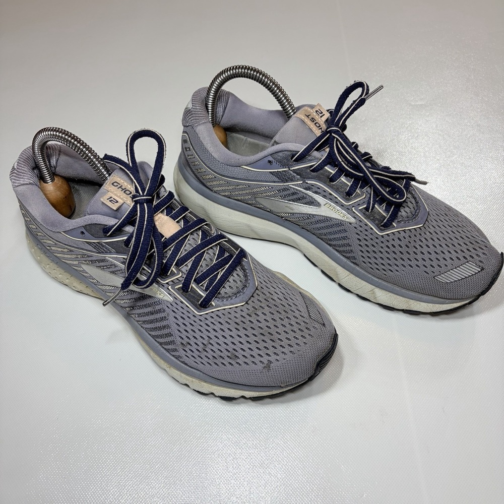 Brooks Ghost 12 Women's Size 8.5 Gray Purple Running Shoes Athletic Sneakers